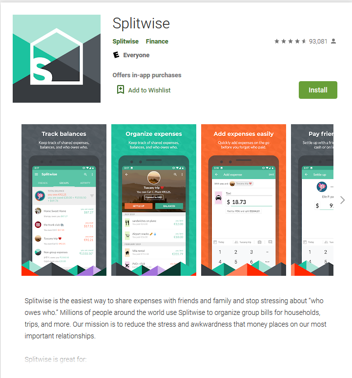 free banking apps - Splitwise