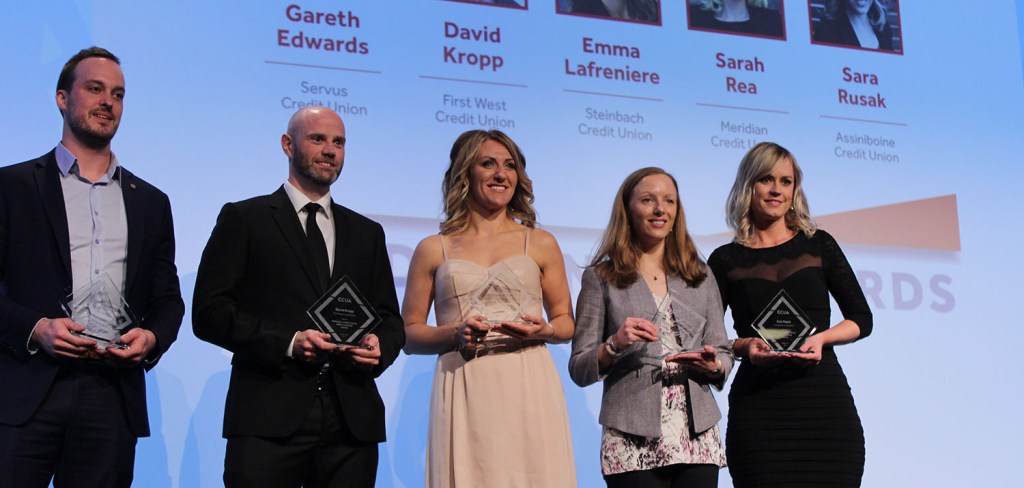 Sara Rusak and fellow credit union awards recipients