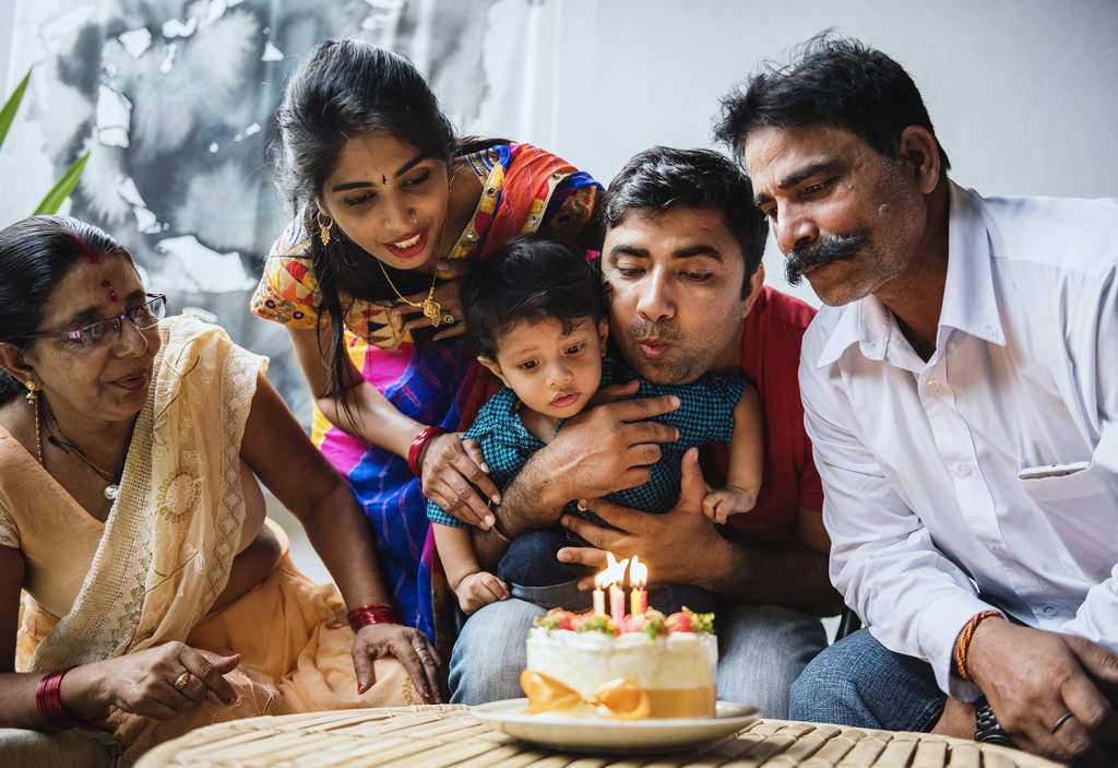 immigrant family celebrating birthday