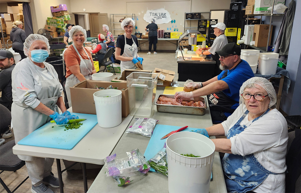 Volunteers preparing meals