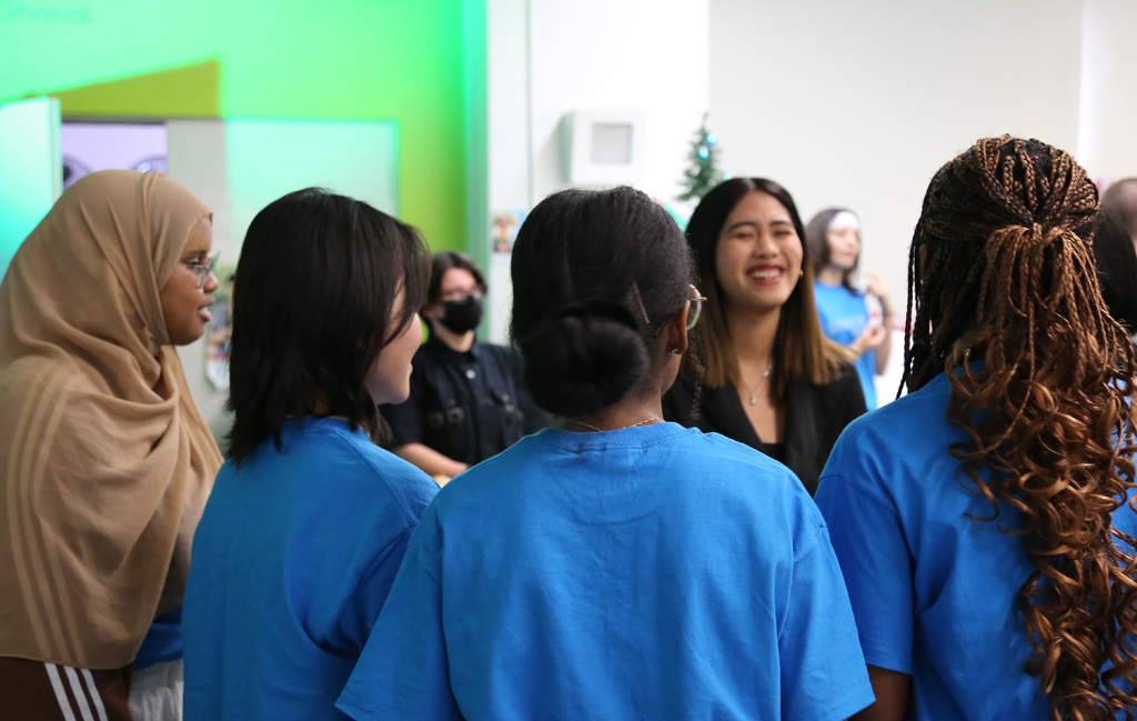 Students talking during Stinger's Credit Union 10 anniversary celebration